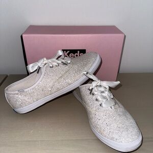 Keds X Kate Spade Champion Bridal Glitter Lace-Up Shoes Size 7